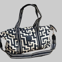 Τσάντα με γεωμετρικά prints και ιμάντα μπεζ